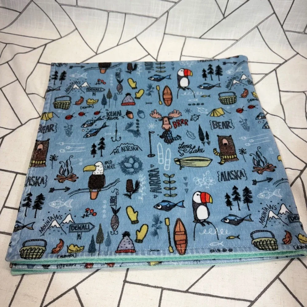 Heritage Homegoods Co Baby Blanket 17x16.5 Blue Green Alaska Wilderness Minky